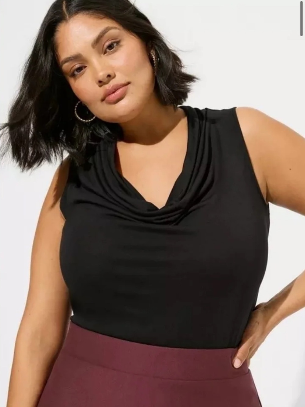 TORRID Studio Tissue Jersey Drape Neck Tank/Blouse black Sz 3